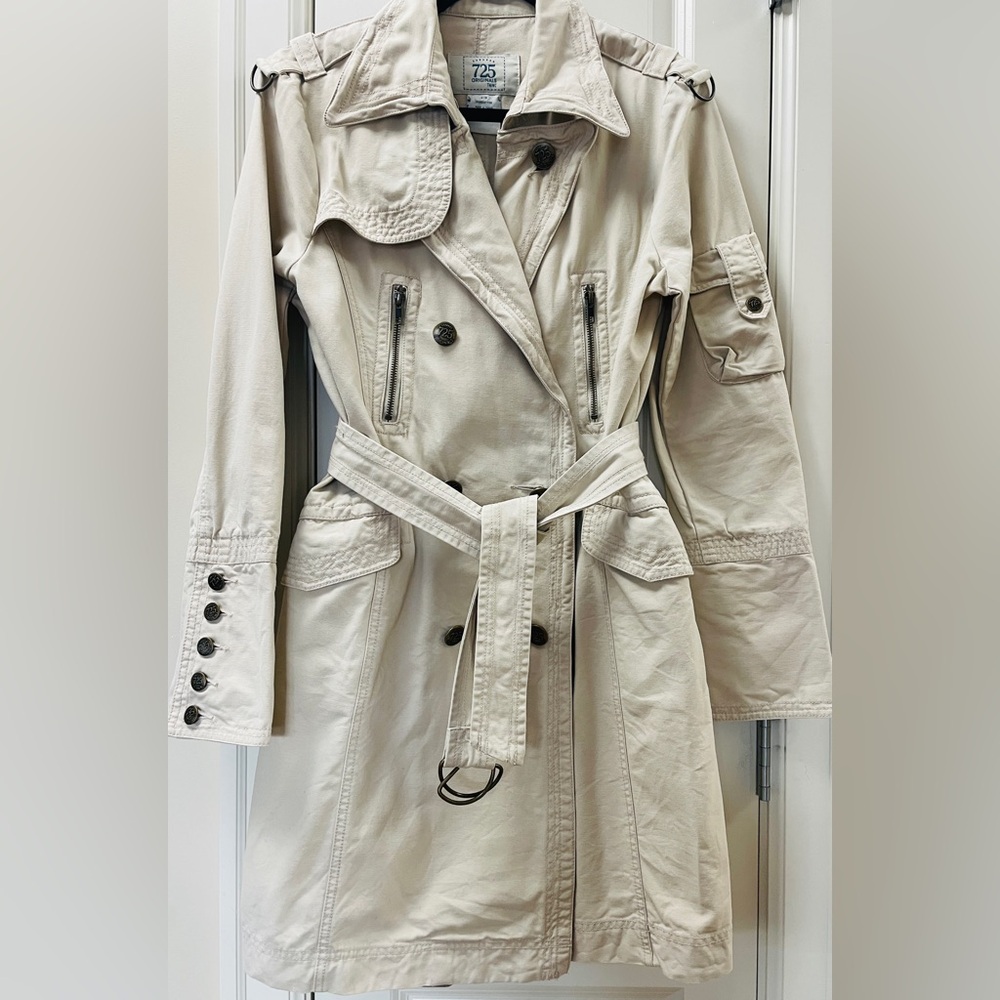 Belted Cream Double-Breasted Trench Coat